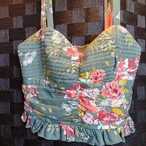 B.O.G. Collective cropped smocked top